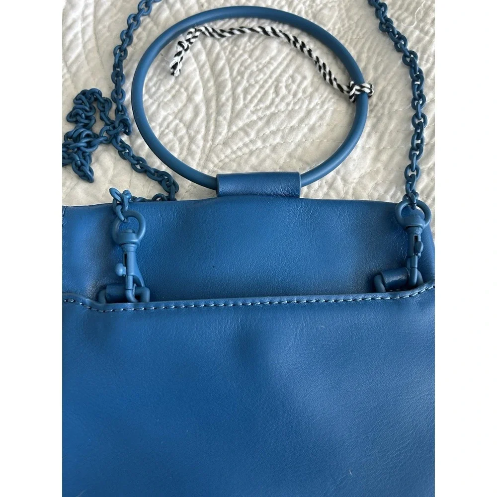 THACKER‎ Nolita Cobalt Blue Leather Purse Crossbody Ring Tassel Chain Quilt NWOT